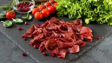 Sliced Prosciutto With Pomegranate Seeds